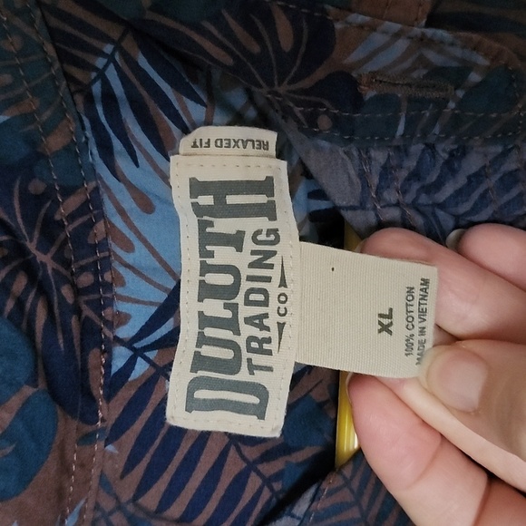 Duluth Trading Co Palm Leaf Print Long Sleeve Button Down Shirt. Tropical. - Picture 5 of 8